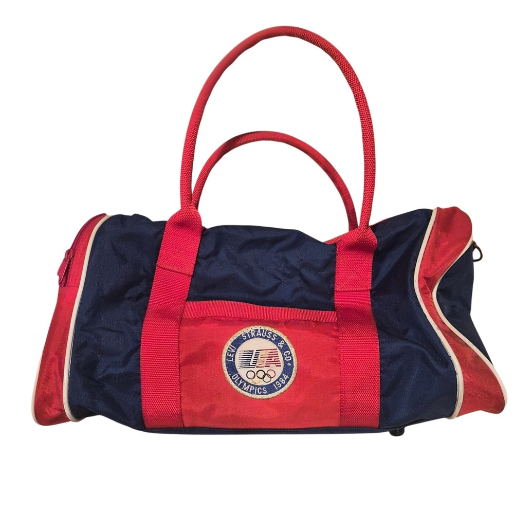 Vintage Levis 1984 Olympics Duffle Bag Retro Team USA Red White Blue Travel Gym